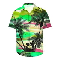 Мъжете модни ежедневни бутони Хавай Печат на печат на къси ръкави риза блуза в продажба