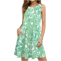 asdoklhq плюс разчистен рокли за жени, дамски летни рокли ежедневни летни рокли за жени плаж флорален тениска по слънчеви джобове