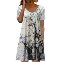Дамска летна тениска тениска небрежна къса рокля мода свободен къс ръкав кръгла врата a-line swing mini рокля