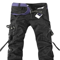 Мъжки панталони за хлабина Разхлабете много джоба, измити гащеризони на открито панталони панталони черно 8