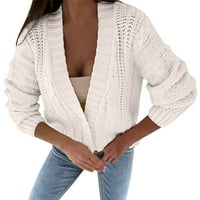 Pimfylm Cardigan пуловери за жени облечени дантелени леки палти бяло xl