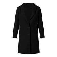 Labakihah палта за жени от женско вълнено тънко палто яке дами тънки дълги газове за изтръпване на черни s