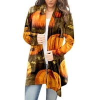 Женските жилетки Fall Fashion Open Front отпечатани пуловери Леки тънки есенни и зимни жилетка