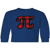 Мастически pi ден математически парти биволски кариран младежки тениска с дълъг ръкав