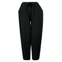 Карго панталони мъжки ежедневни Мода хлабав памук бельо чист цвят джоб комфорт дълъг панталон Черно