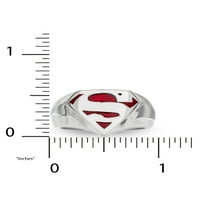 Комикси Супермен Мъжки неръждаема стомана лого пръстен, размер 10