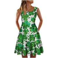 Дневни рокли St Patricks за жени летни рокли за жени с ръкави за без ръкави Армия Зелена XXL