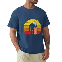 Мъжки тениски просто личност мода случайни Хавайски печатни кръг врата с къс ръкав тениска Кафяв ххл