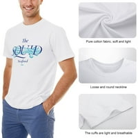 Винтидж тениска Мъжки памук Класически Crewneck Кратки ръкави Тройди Униз Уайт 2XL