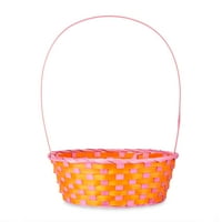 Начин да отпразнуваме Великден голяма кръгла бамбукова кошница, розова и оранжева