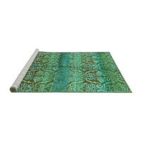 Ahgly Company Machine Wareable Indoor Rectangle Oriental Turquoise Blue Industrial Area Rugs, 8 '12'