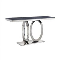Акме мебели Zasir Dofa Table в сиво отпечатано FAU мрамор и огледално сребърно покритие