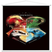 Магьосническият Свят: плакат за стена на Хари Потър - Хогуортс Хаус с магнитна рамка, 22.375 34
