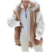 Идораван зимни палта за жени Плюс размер клирънс Мода Жените цип в-врата Пуловер върхове Дълъг ръкав С качулка Блуза суитчър