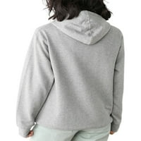 Авамо жени Качулати върхове Плътен цвят качулки джоб суитчър есен Случайни пуловер хлабав годни шнур сив 5ХЛ