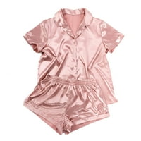 Ризи комплекти за жени клирънс Дамски западни цвят жилетка вратовръзка Пижами Пижами Плътен цвят домашен костюм хлабав пижама комплект за продажба
