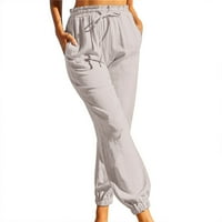 уофедио панталони за жени ластик твърди удобни памучно бельо панталони с джобове анцуг жени