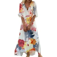 Дамски рокли ежедневни рокли за жени летни флорални Макси рокля ежедневни половин ръкав Флоу Бохо дълга рокля