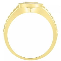 Pompeii ct мъжки диамантен пръстен широко полирана юбилейна лента 10k жълто злато