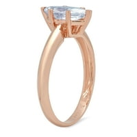 CT Brilliant Marquise Cut Clear симулиран диамант 18K розово злато пасианс пръстен SZ 10.25