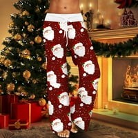 Ежедневни панталони за жени свободно време панталони Коледа печатни дома панталони широк крак панталони пижама панталони дръпнете въже ластик Размер хл