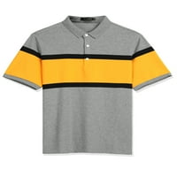 Уникални изгодни мъжки летни цвят блок Поло голф Къси ръкави Райета Поло ризи