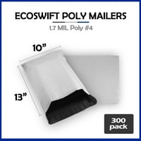 EcoSwift Марка Premium Poly Shiffy Bag Waterplouse Treaster Self-Seal Mailer 1. Mil, in., Твърдо сиво, 300-опаковки