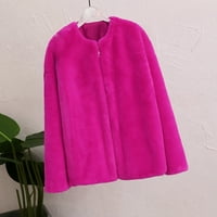Pedort Women's Fall Winter Sherpa Jacket Sherpa Shacket Outwear с джобове горещо розово, s