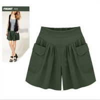 вендунид шорти за жени жени Плюс размер твърди хлабав панталони джобове дама летни ежедневни шорти ГН 5ксл зелено