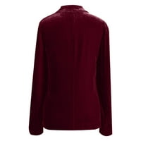 Symoid Womens Coats & Jackets- Уютно ретро дълъг ръкав кадифени плътни копчета Pokets Jacket Cardigan Loose Coat Top Wine XL