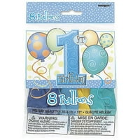 12 късно сини балони 1-ви балони за рожден ден, 8кт