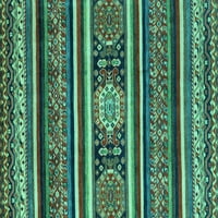 Ahgly Company Machine Wareable Indoor Rectangle Oriental Turquoise Blue Modern Area Rugs, 8 '10'