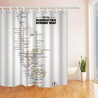 Съединените щати градски метро Манхатън Карта на метрото полиестер плат за баня, завеса за баня за баня
