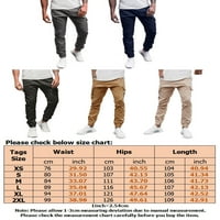 Glonme еластични панталони за маншети за мъжки леки тренировъчни панталони ежедневни заострени дъна khaki m
