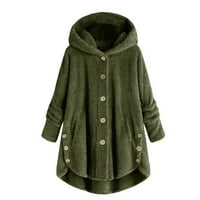Женски плюшени качулки жилетка палта плюс размер зимни бутони якета