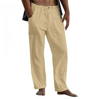 Буигтклоп без граници Мъжки Панталони клирънс, Мъжки нови бельо панталони шнур еластични Плътен цвят хлабав ежедневни панталони