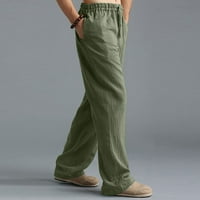 Лижечин Мъжки карго панталони твърди ежедневни ластик джоб памук бельо панел панталони просвет зелен хл