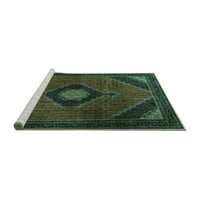 Ahgly Company Machine Pashable Indoor Rectangle Medallion Turquoise Blue Traditional Area Rugs, 7 '10'