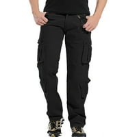 Дълги панталони за мъже мъже с много джоба бутон с цип на панталони спортен панталони на открито панталони черни xxl, ac7364