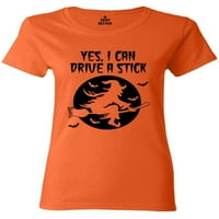 Shop4ever жени да, мога да карам графична тениска на стик среден оранжев оранжев