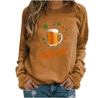 Ауфмер Дамски Тениски клирънс многоцветен печат дълъг ръкав кръг врата Шнур пуловери за жени пият ме бира фестивал персонализирани модел мода случайни Пуловер