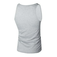 Гувпев мода мъже случайни тънък Писмо отпечатани без ръкави потник тениска топ блуза-сив ххл