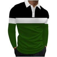 Мъжка поло риза четири сезона отдих Мода шевове цвят контраст дизайн ревера бутон Дълъг ръкав отгоре