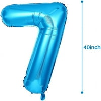 Сини балони за номер, големи цифрови 7 балон, фолио декорации за балони за фолио за рожден ден, годеж, сватба, годишнина, абитуриенти, бебешки душ