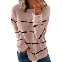 Fanxing Clearance Жени класически ивици върхове плюс размер раирани суичъри есенни ризи с дълъг ръкав пуловер улични дрехи khaki xxxxl
