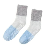 Dyfzdhu есен зимни чорапи за жени ccasual contrast цвят топли плътни коралови чорапи размити четвърт чорапи