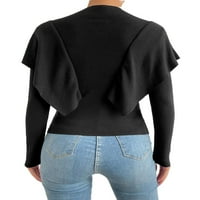Случайни якички с яка на обикновена стойка черни пуловери дълги пуловери за жени