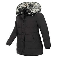 Циндисус жени анорак палто удебелена средна дължина пухкаво яке за зимата студено време Черно хл