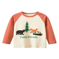 Luxplum момчета ризи животински печат пуловер с дълъг ръкав тениска торбистки домашни есенни върхове оранжево