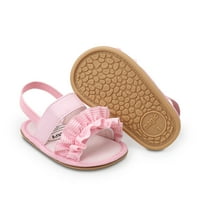 Бебешки момичета летни сандали, принцеса принцеса плоски обувки Отворени пръсти за бебета първа проходилка обувки